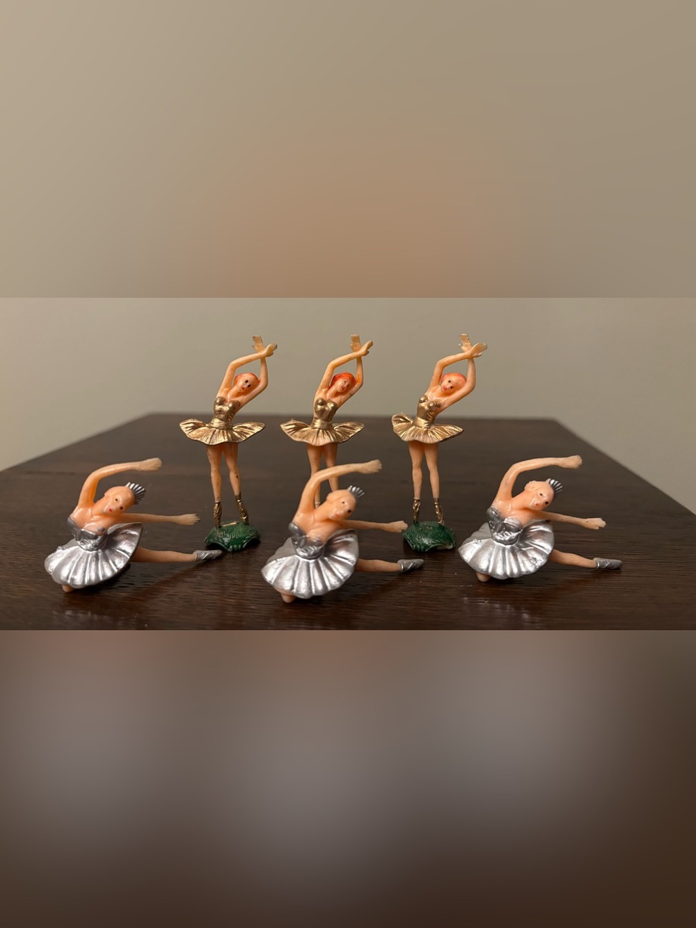 VTG set of 6 MCM Ballerina Cake Toppers  2" Ballet Birthday Old Hollywood Glam